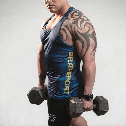 0828. Camo Stringer / Blue/Gold